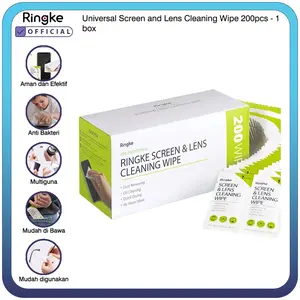 Ringke Screen and Lens Cleaning Wipe 1Box 200pcs Compatible For Unviversal (Samsung Apple iPhone iPad Xiaomi Huawei) Kain Lap Serbaguna Pembersih Layar Gadget Handphone Tablet Kamera dari Debu Minyak Kotoran