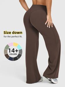 Pantalones de pierna recta sueltos y elásticos de cintura alta para mujer, pantalones casuales para exteriores que realzan los glúteos, adecuados para yoga y pilates, cómodos para uso diario