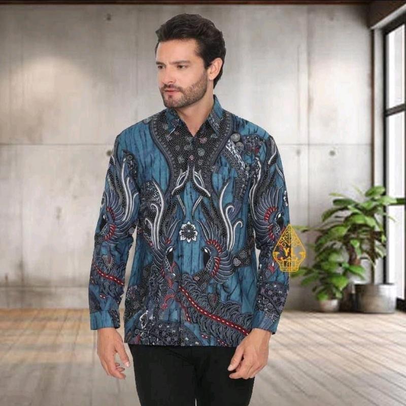 Kemeja Batik  Pria Panjang Baju Kantor batik  Dewasa size M L XL XXL 2