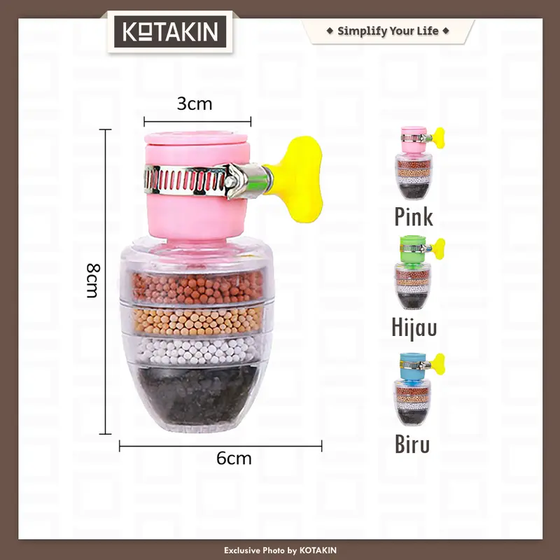 KOTAKIN Filter Air Sambungan Kran Saringan Penjernih Water Kepala Penyaring Keran Wastafel Kamar Mandi 5