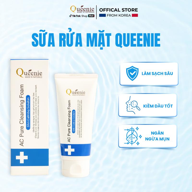 [TẶNG TRẢI NGHIỆM] Sữa rửa mặt trắng da, kiềm dầu - Queenie Ac Pure Cleansing Foam, 20ml
