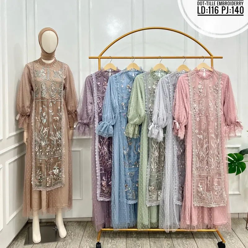 GAMIS ZIRA WARNA TILE BORDIR 4