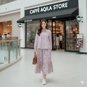 ALUNA - Setelan Rok Kayla Wanita Kekinian One Set Katun Premium Jumbo One set Rok dan Atasan Kekinian
