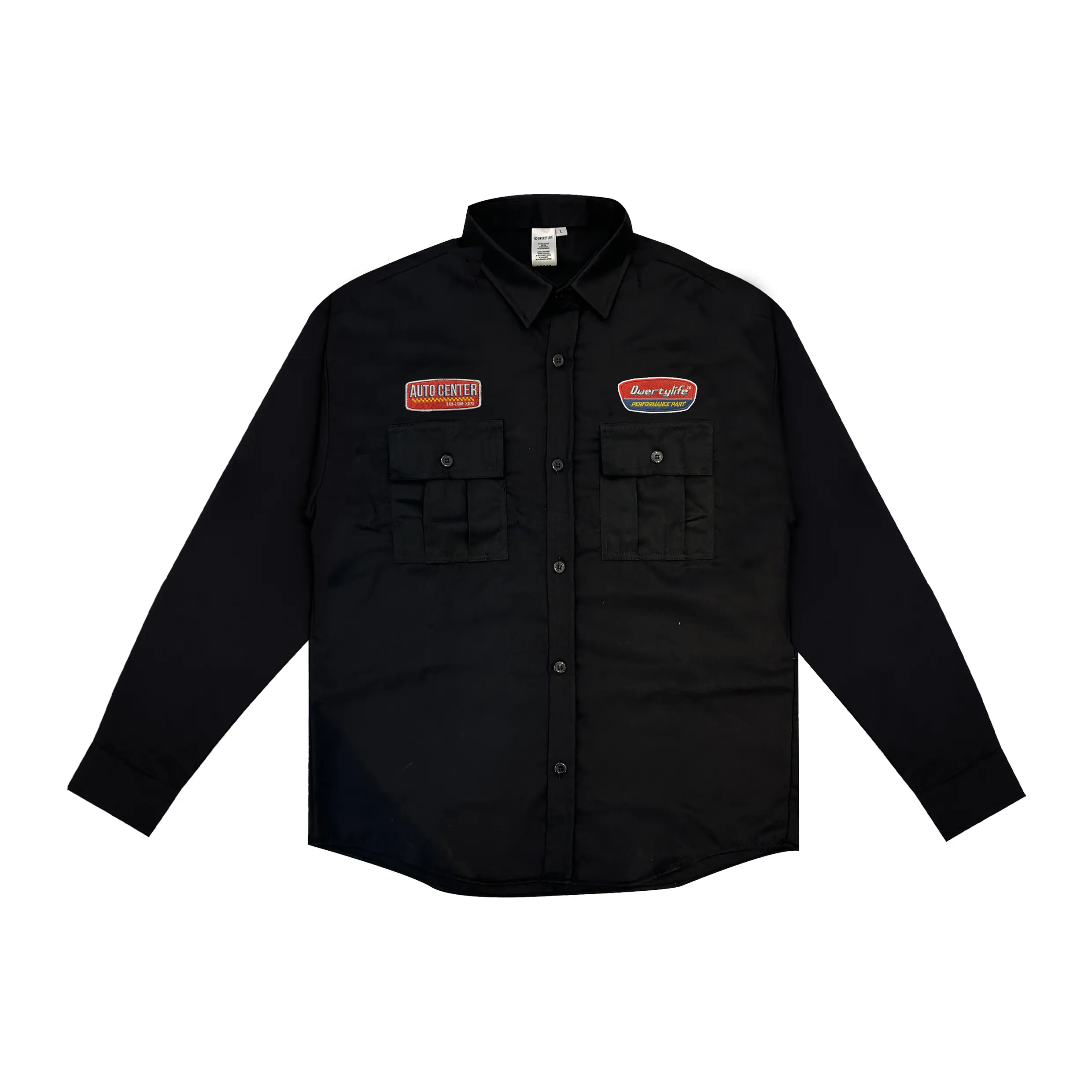 Qwertylife Workshirt Auto Center Tangan Panjang Hitam