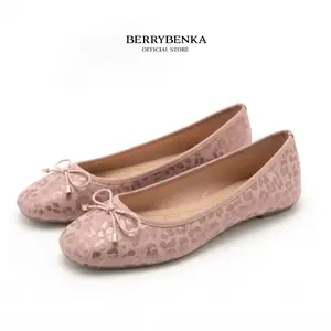 Berrybenka - Sepatu Flatshoes Kerja Wanita Sofia Micca Ballerina Flat Shoes Round Toe Tanpa Hak Musim panas Musim dingin Hitam Pink