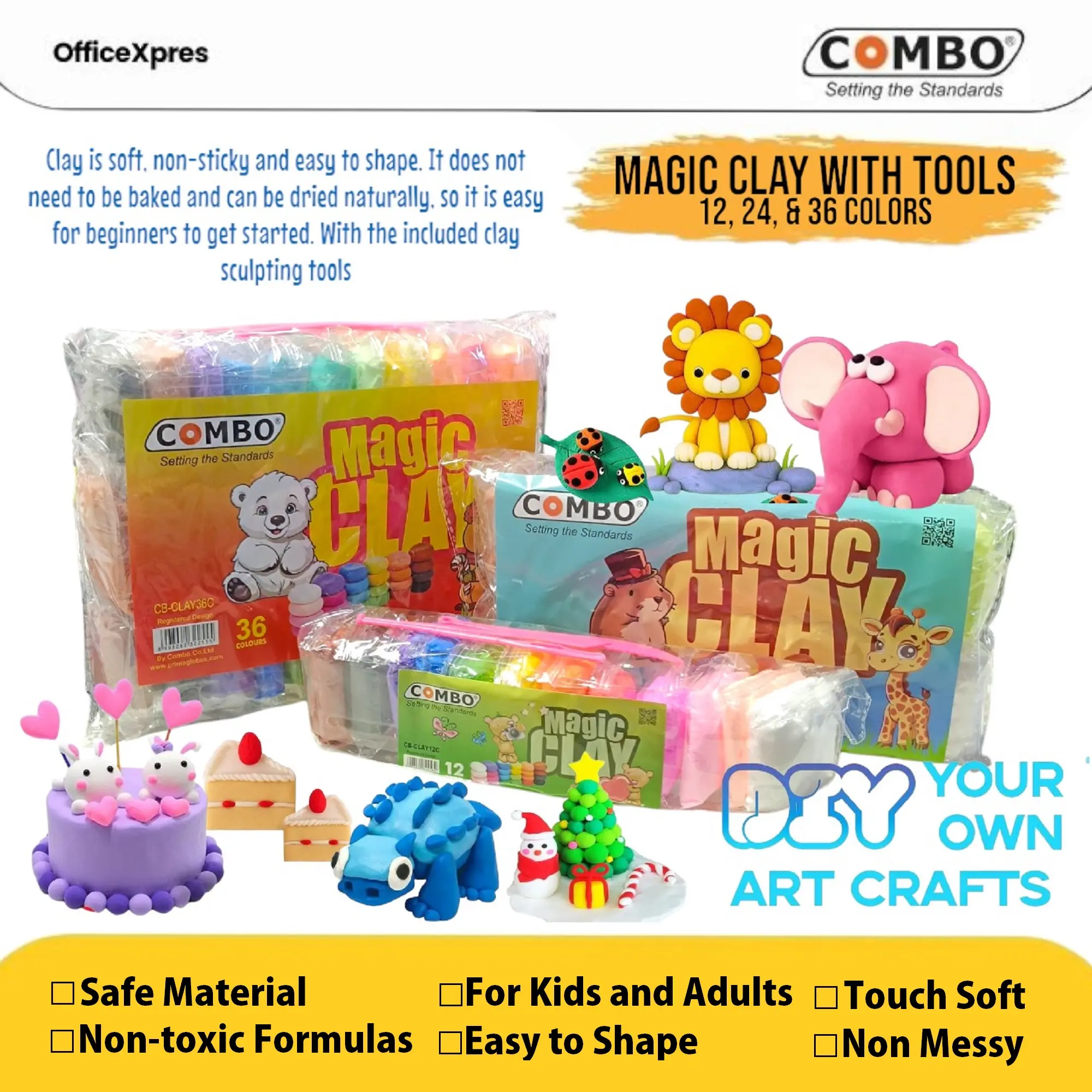 Super Light Clay Lilin Mainan Anak / Clay Polymer Premium 12, 24 dan 36 Warna / Mainan Edukasi Anak