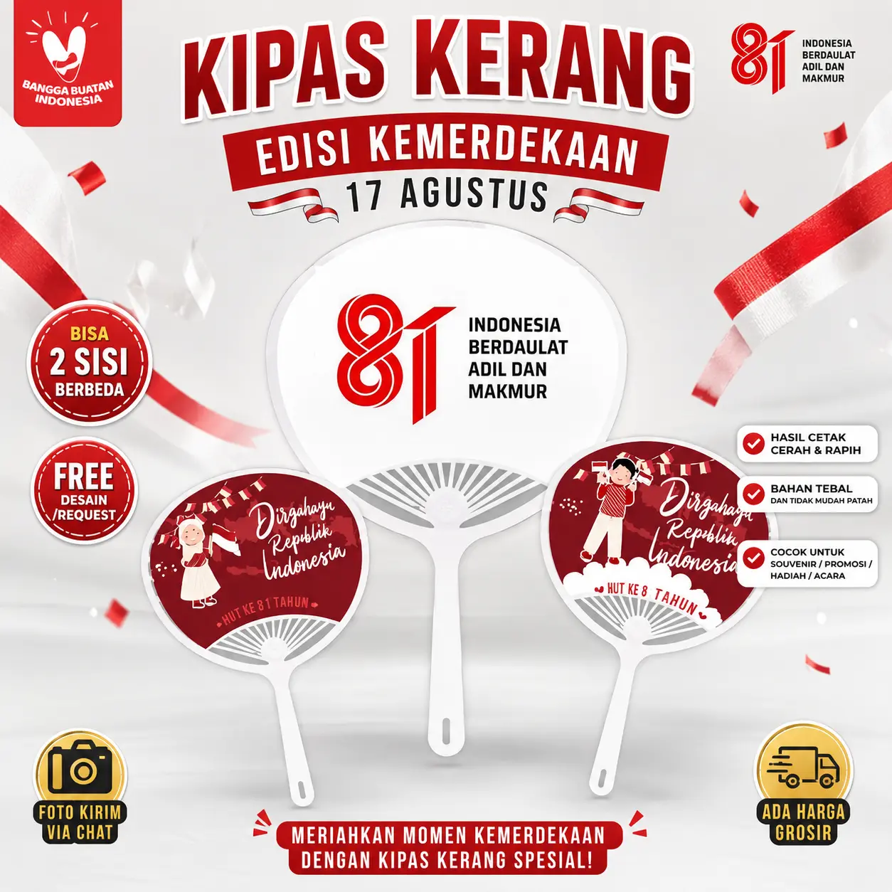 Souvenir Kipas Jepang Custom Foto Sendiri,Keluarga,Kemerdekaan RI,Gambar Anime,KPOP, Bentuk Kerang Plastik 2 Sisi Bedah Fre Desain Kertas