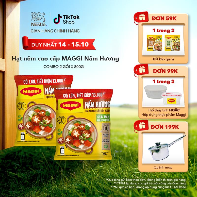 Nestlé VN Combo 2 Hạt nêm Bịch Hạt nêm cao cấp MAGGI Nấm Hương gói 800g ST