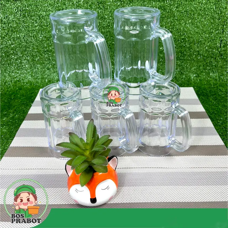 6PCS GELAS BEER 450ML / GELAS BENING GAGANG / GELAS ES TEH / GELAS AKRILIK TRANSPARANT Minuman Kopi Kitchenware 1