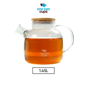 One Two Cups Teko Kaca Teh Pitcher Tahan Panas api Borosilicate 1.45L - BR-384