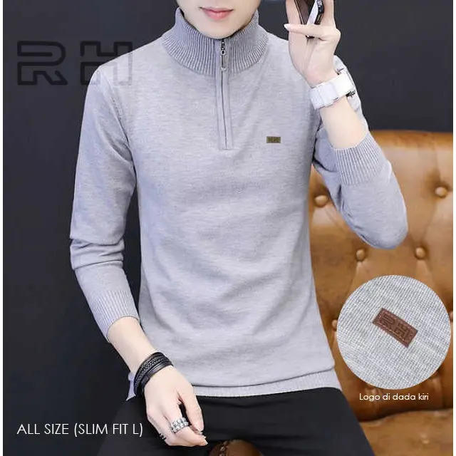 Baju rajut kerah tinggi zipper / Sweater turtleneck resleting RHcollections kerah tinggi zipper pria 1