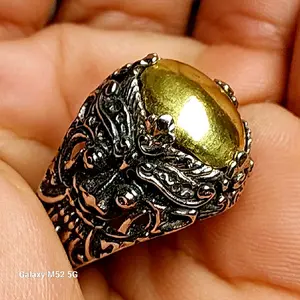 Cincin badar emas /wesi kuning asli kuningan ring alpaka super Batu Kuning Besi /pancadatu