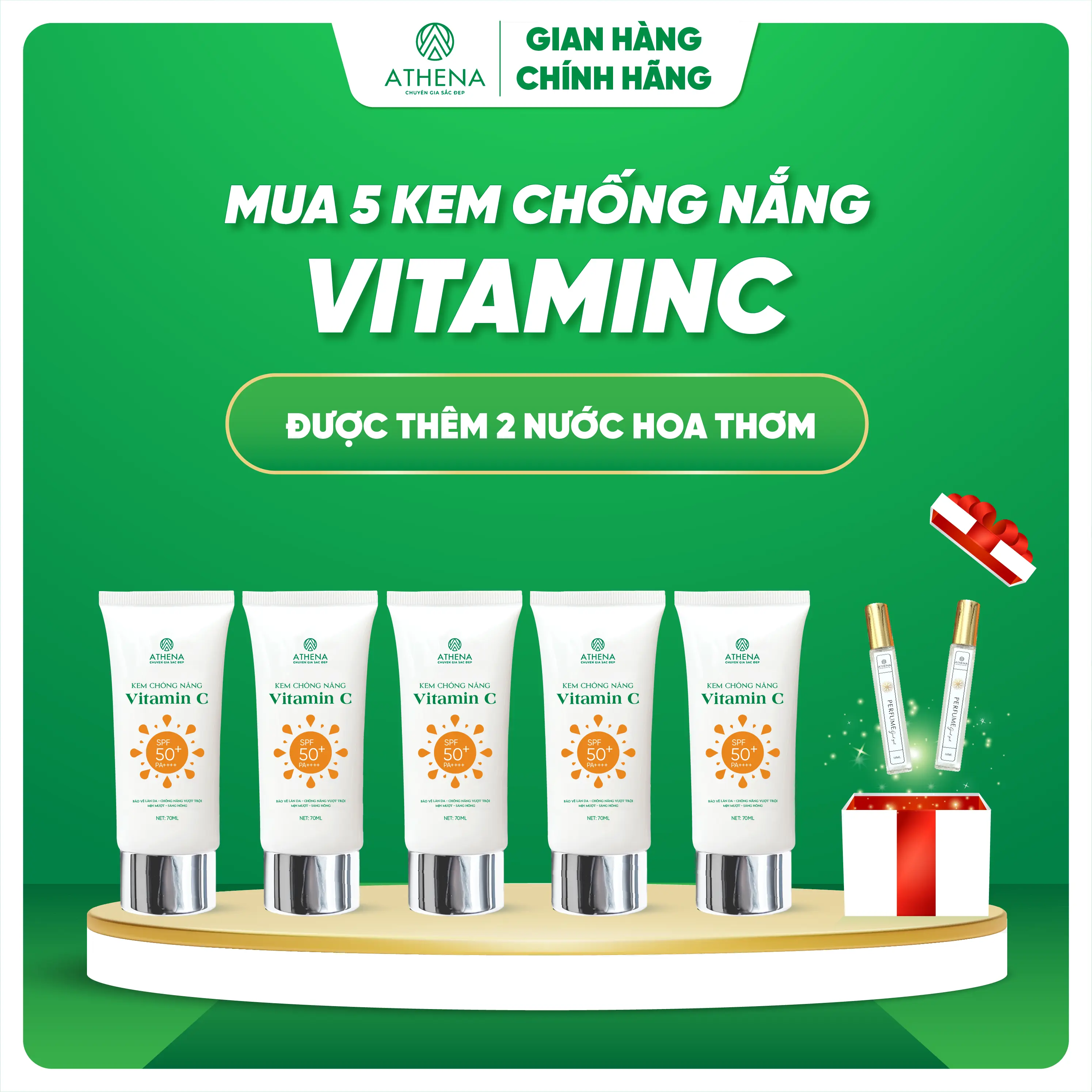 Sỉ 5 kem chống nắng Vitamin C, Spf 50+, pa++++ Skincare