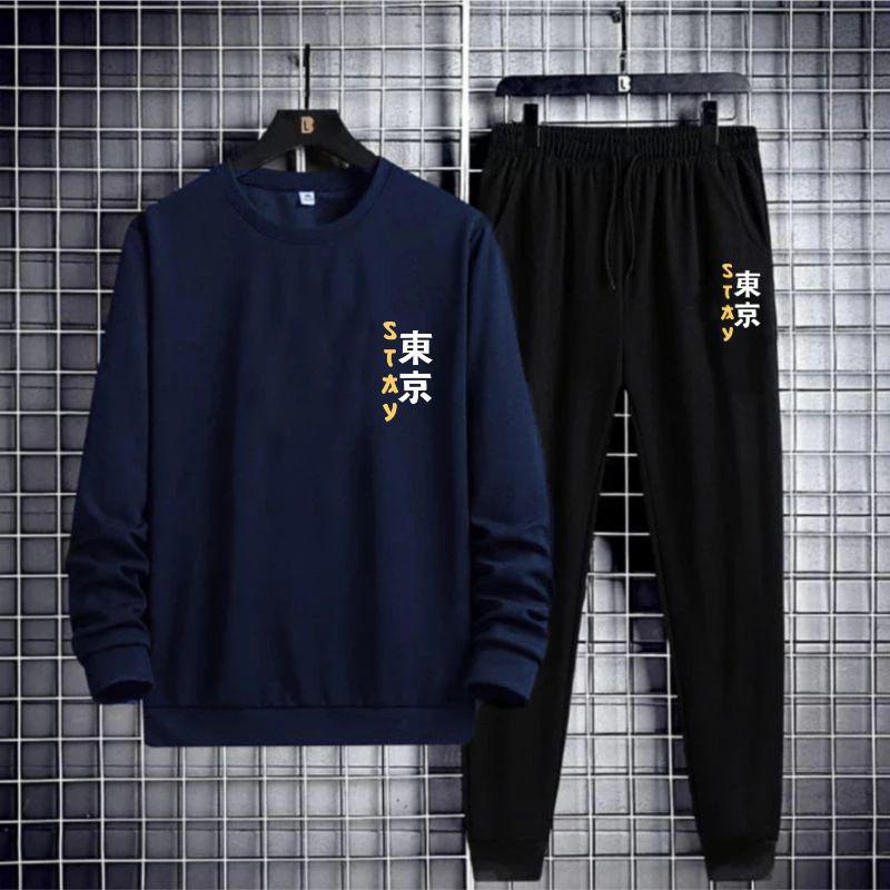 Set Pria Logo Stay Terbaru Sweater Celana Jogger Trendy II Setelan Kaos Lengan Panjang Pria II Set Sweater Celana Panjang 2