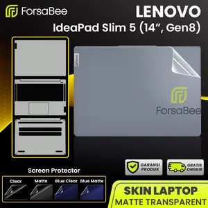 FORSABEE - Skin Protector untuk Laptop Lenovo Ideapad Slim 5 14IAH8 14IRL8 14ABR8 4 Inch 16:10 Anti Gores Antigores Body Screen Guard Garskin Sticker Stiker Pelindung Layar Matte Transparan Spy Radiasi