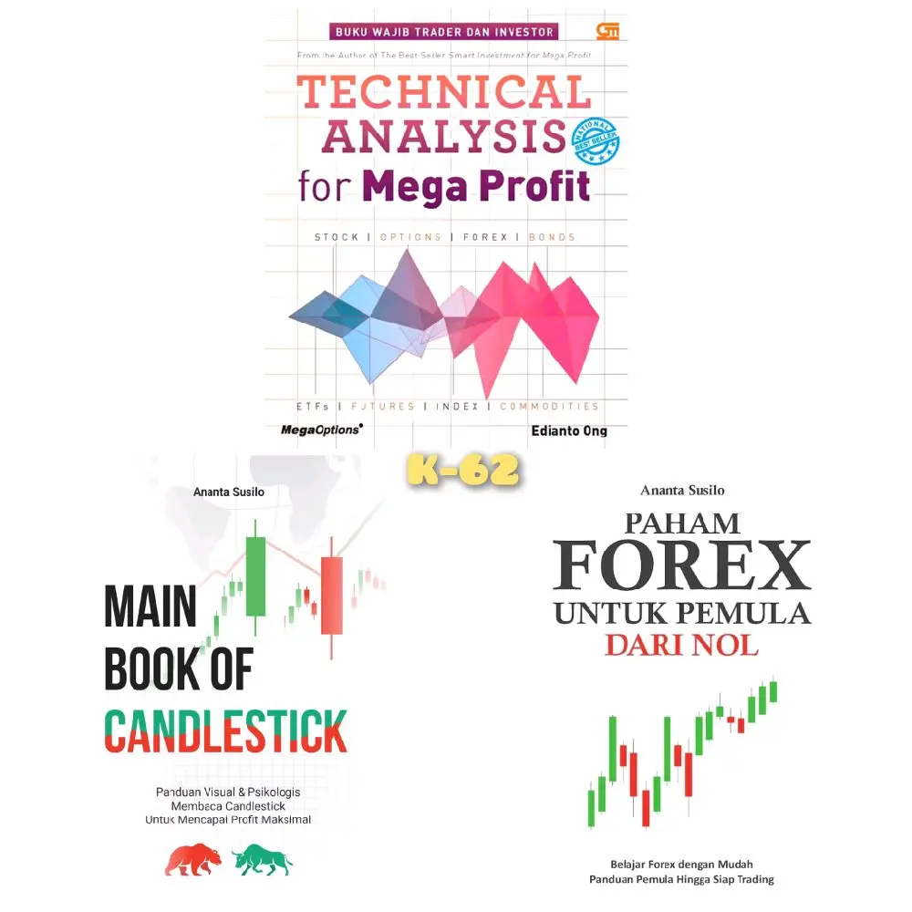 PAKET ISI 3 BUKU BESTSELLER : TECHNICAL ANALYSIS FOR MEGA PROFIT + MAIN BOOK OF CANDLESTICK + PAHAM FOREX UNTUK PEMULA DARI NOL