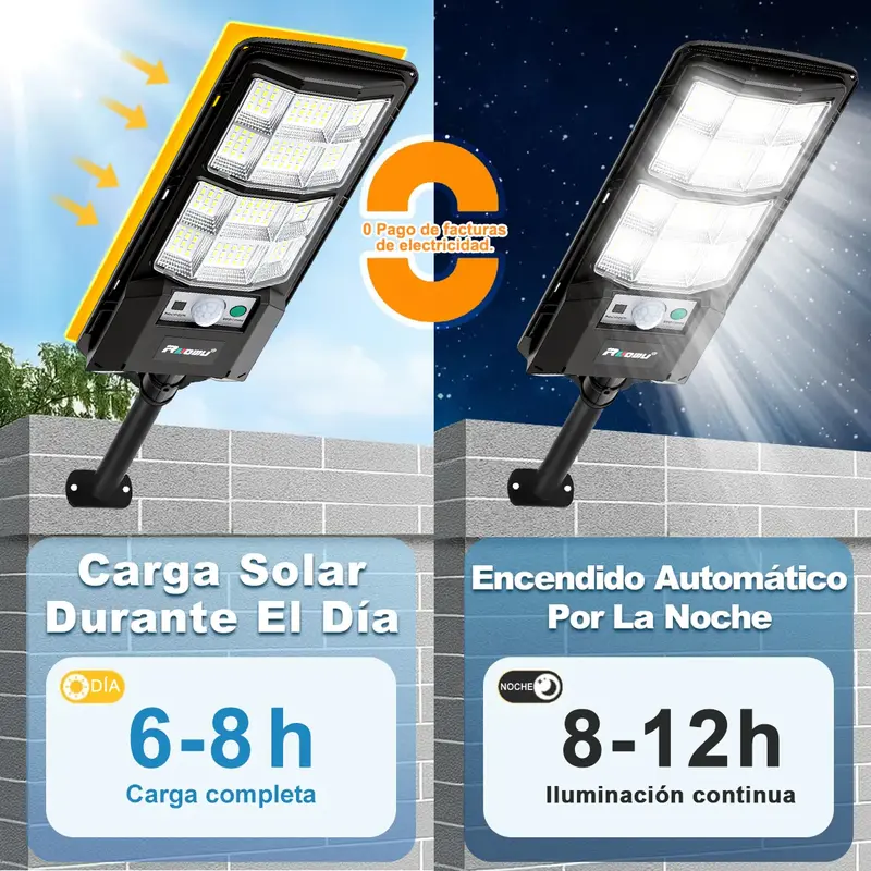 1/2Pcs Lámpara Solar Led Exterior Jardin 176/180/360 LEDs 3 Modos Sensor de Movimiento IP65 Resistente al Agua para Hogar Ciudad y Patio al Aire Libre - Foto 4