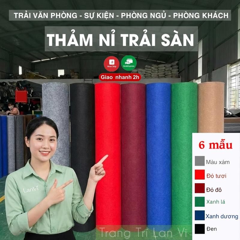  Thảm nỉ trải sàn nhà thảm trải phòng trang trí dày 3mm trải văn phòng sự kiện phòng ngủ khổ rộng 2m 