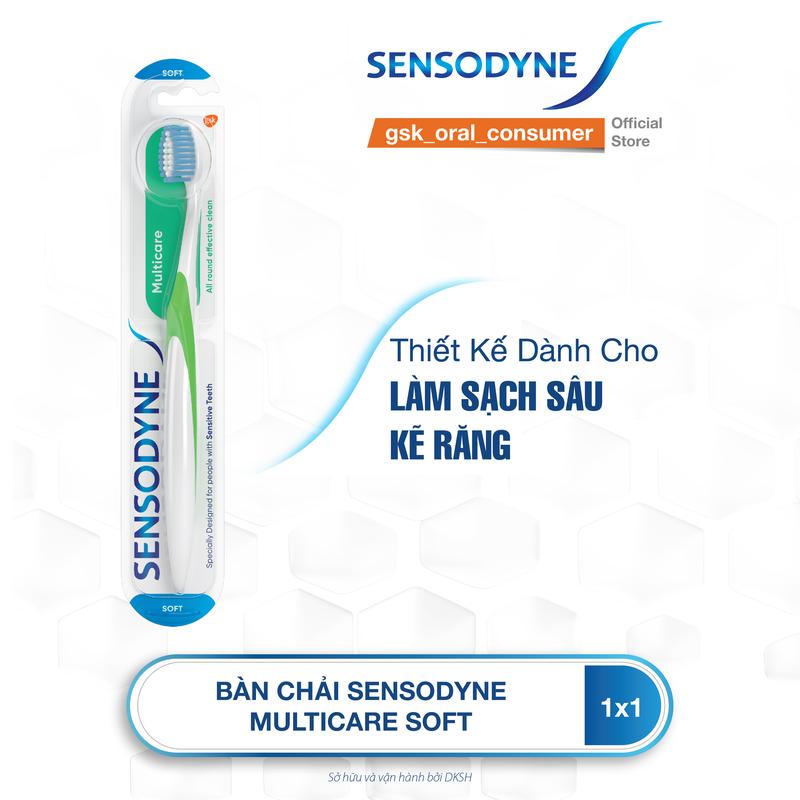 Bàn chải đánh răng SENSODYNE Multicare Soft với lông bàn chải mềm giúp làm sạch răng toàn diện bảo vệ nướu