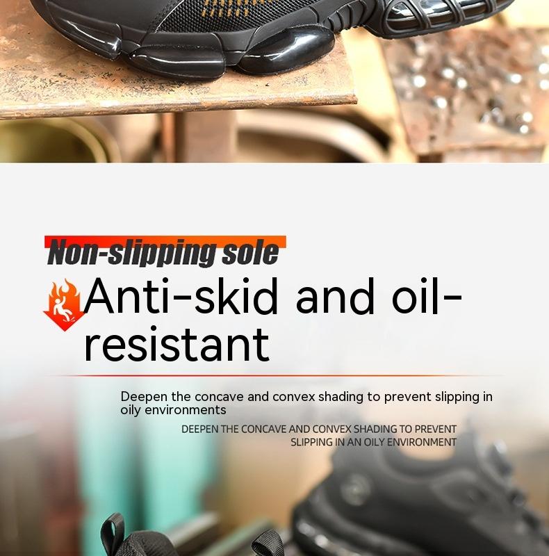 Product Introduction of New Rotating Button High Density Labor Protection Shoes Men's Anti-Smashing and Anti-Penetration Light Four Seasons Safe Site Work Shoes 14