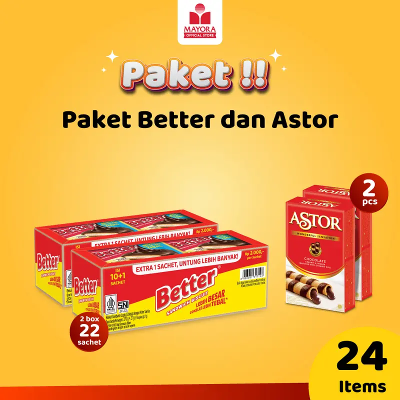 Paket Biskuit Better dan Wafer Astor 0