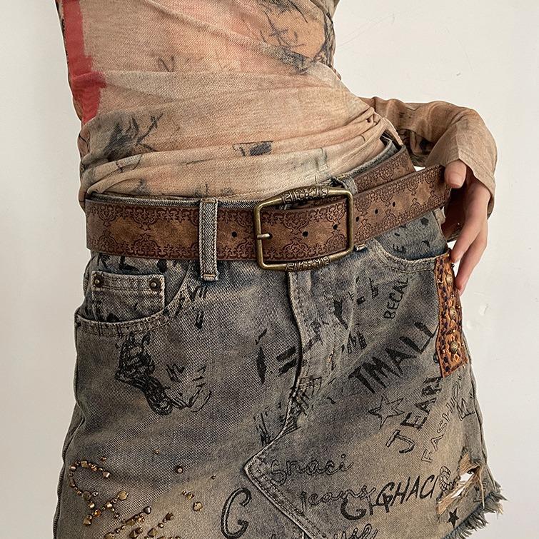 ikat pinggang wanita gaya Amerika baru y2k belt gesper emas gadis seksi vintage rasa kemewahan sabuk bergaya etnik dengan jeans tali pinggang fashion wanita bgs beber baju