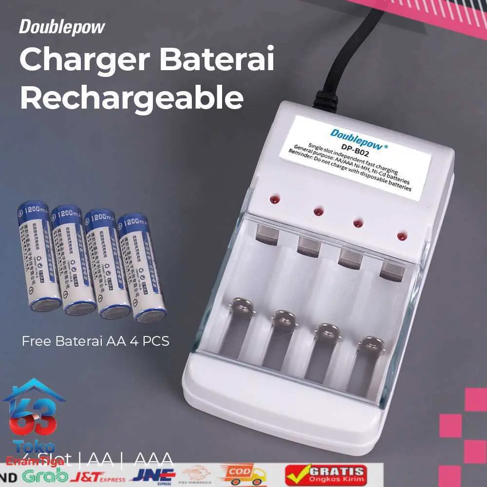 Doublepow Charger Baterai Rechargeable 4 Slot AA AAA with AA 4 PCS - DP-B02