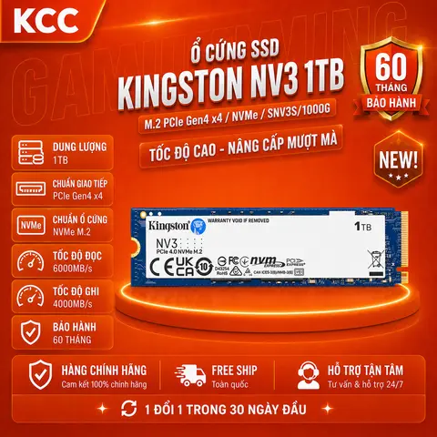 Ổ CỨNG SSD KINGSTON NV3 500GB / 1TB M.2 PCIe Gen4 x4 NVMe - Bảo Hành 60 Tháng