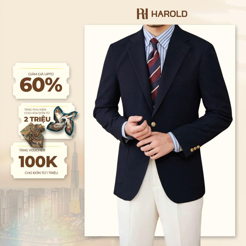 Áo Blazer Nam Cao Cấp Harold Roma Seersucker 1 Hàng Khuy - Áo Vest Công Sở, Đi Tiệc Thiết Kế Sang Trọng, Vải Mềm Mịn Thoáng Mát, Co Giãn Chống Nhăn, Đứng Form Slimfit - Hàng Cao Cấp