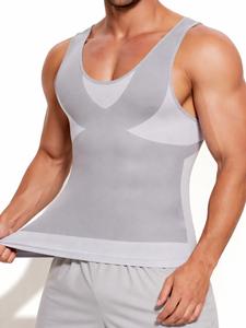 1 unidad: camiseta moldeadora para hombre con control firme, chaleco entrenador de abdomen, prenda compresión elástica y transpirable, corrección postura, versátil para gimnasio, fitness, oficina y ocasiones especiales