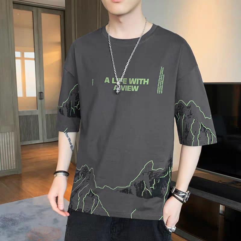 Setcel Kaos Lengan Pendek dan Celana Pendek STELAN VIEW Motif Sablon Premium keren  Setelan 5