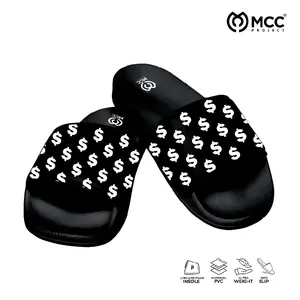 MCC PROJECT Sandal Selop Pria Kasual Terbaru Karet MCC Dollar Black Hitam Putih Terbaru Kekinian 38-43 Shoes Sendal dengan Material PU Rubber & Insole Ultra Life Foam