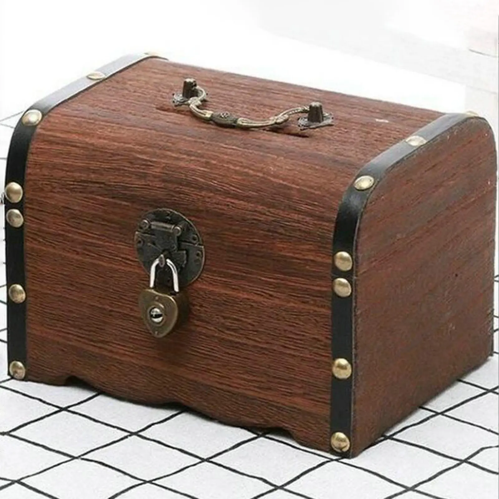 Piggy Bank with Lock Saving Box Collection Versatile Coin Bank Vintage Treasure Storage Box for Home Decoration Souvenir Wedding