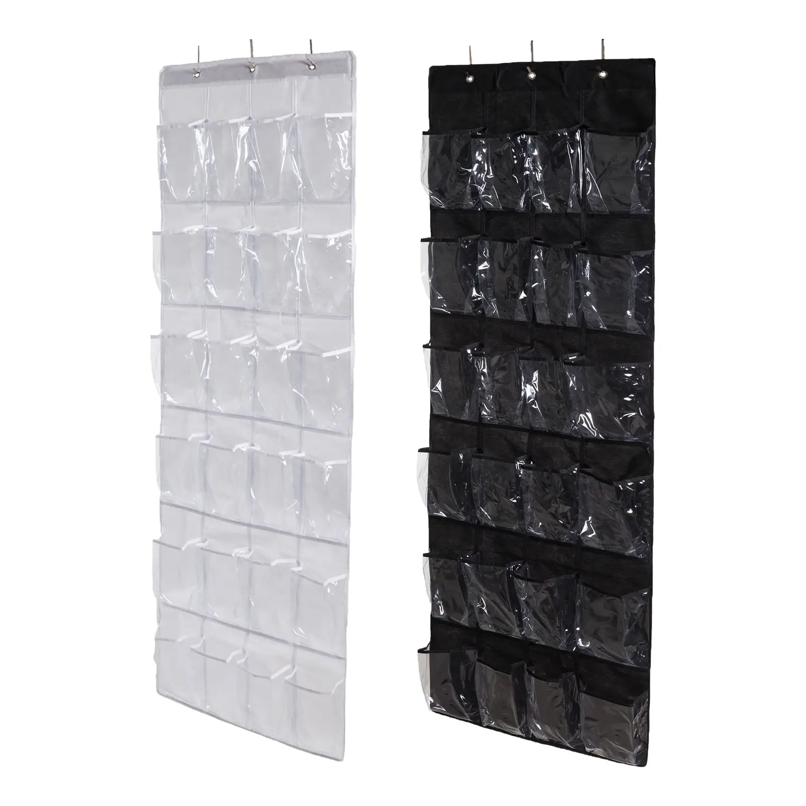 Over The Door Shoe Organizer Clear Hanging Shoe Rack Fabric Closet Shoe Organizer Storage Bag, 24 Large Pockets Door Shoes Holder