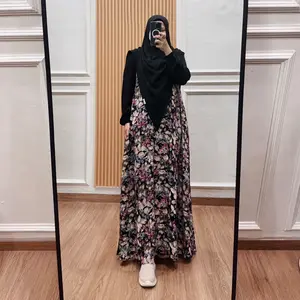 Farah Dress Gamis Rayon Viscose Premium Tanpa Hijab Busui Friendly Manset Karet