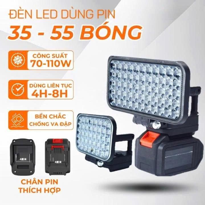 Đèn LED Dùng PIN 35-55 Bóng Siêu Sáng Sử Dụng Chân PIN Phổ Thông 4Cm, Với 2 Chế Độ Sáng, Có 2 Cổng Sạc Điện Thoại USB