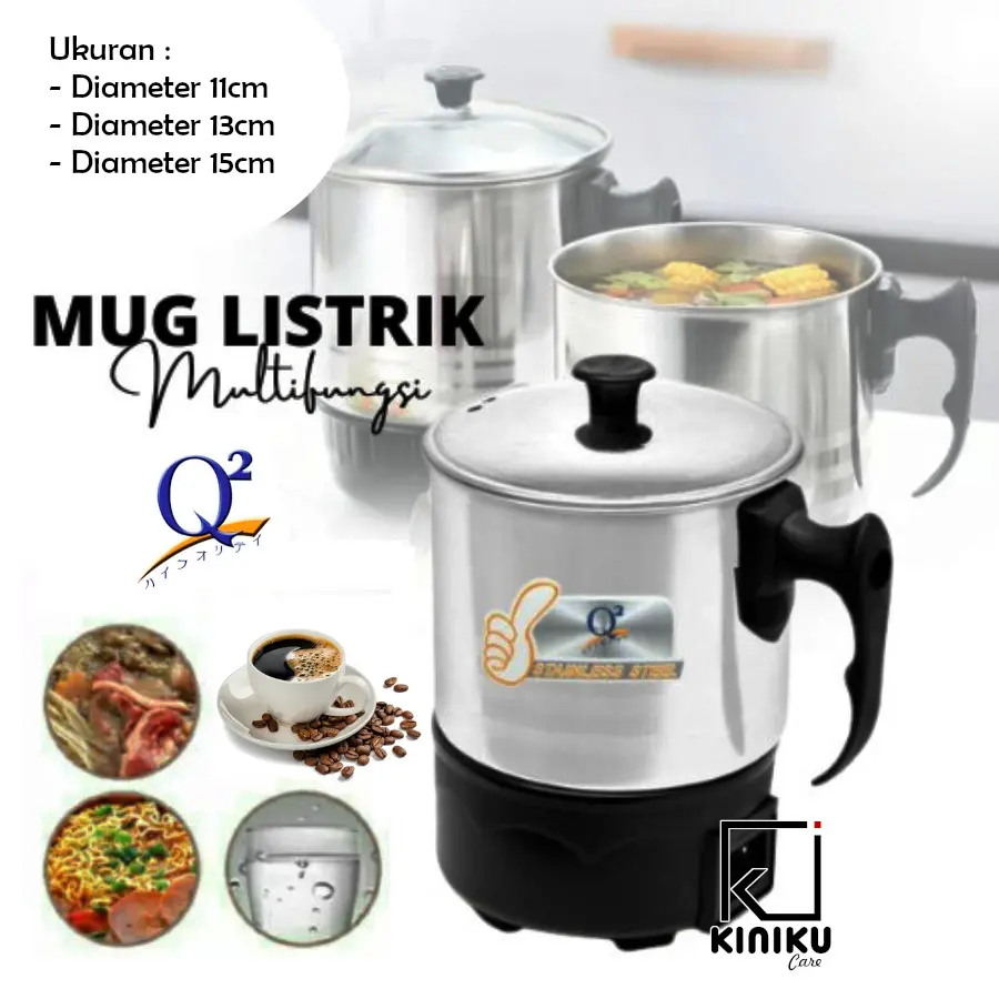 Mug Elektrik / Teko Listrik Stainless Q2 / Pemanas Air / Heater Kabel
