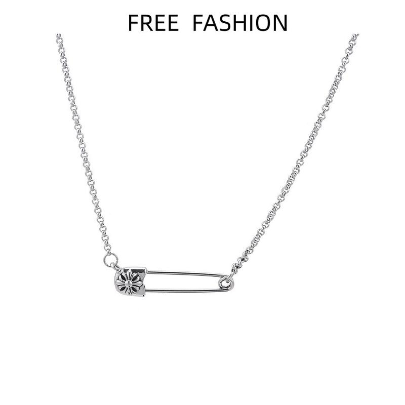 Product Introduction of safety Pin Necklaces Cross Necklace Female Titanium Steel Necklace Retro Japanese Korean Fresh Unique Female Paper Clip Pendant Clavicle Chain Fashion Jewelry 13