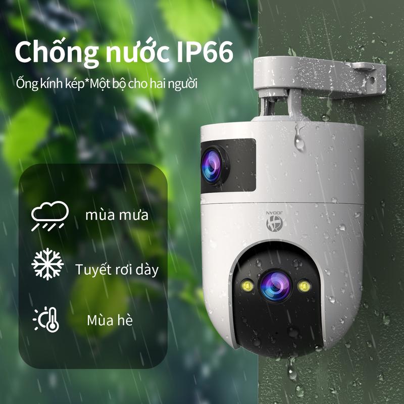 Camera 2 mắt siêu nét 4K, Xoay 355 °, Chống thấm nước IP66, Tầm nhìn ban đêm 3 chế độ, trẻ em và người già, Miễn phí vận chuyển