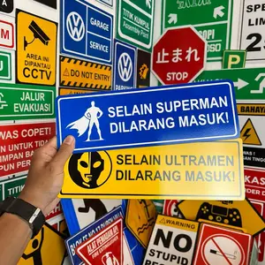 SIGN PAJANGAN SELAIN ULTRAMEN & SUPERMAN DILARANG MASUK 10 x 30cm | RAMBU PETUNJUK
