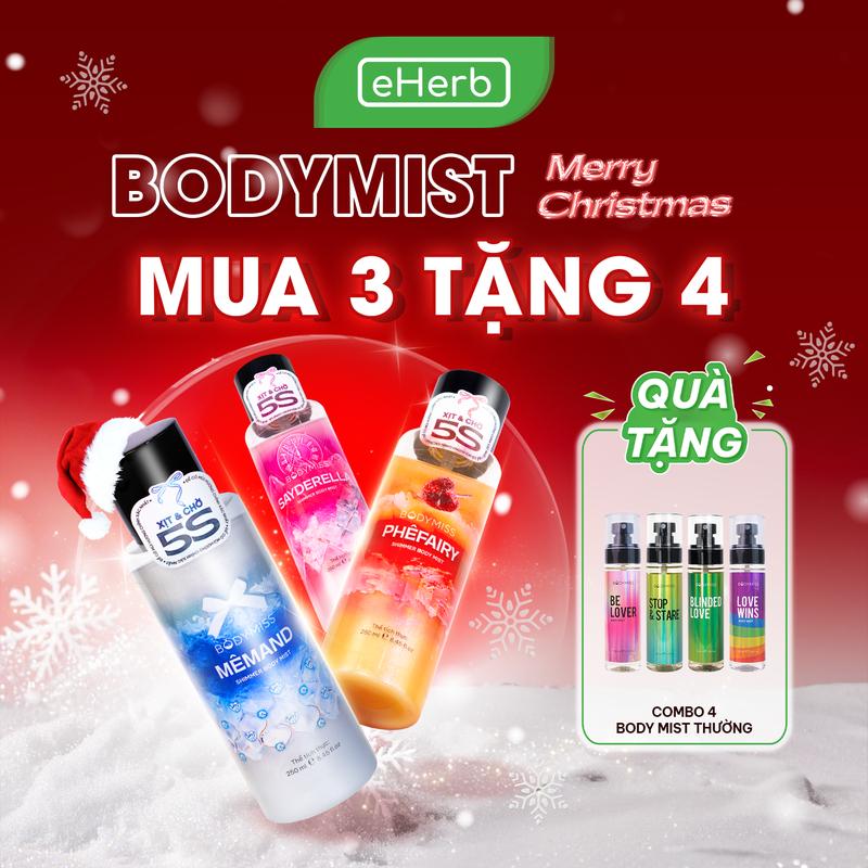 LIVE MUA 3 TẶNG 4 Bodymist Christmas Nhũ Lấp Lánh Nước Hoa Nam Nữ EHERB - Xịt Thơm Body Kim Tuyến Unisex BODYMISS Phù Hợp Đi Học Hẹn Hò - Xịt Khử Mùi Cho Nam - Nước Hoa Mini Hair Mist Perfume Cosmetic Fragrance Women Mỹ Phẩm Chính Hãng Princess