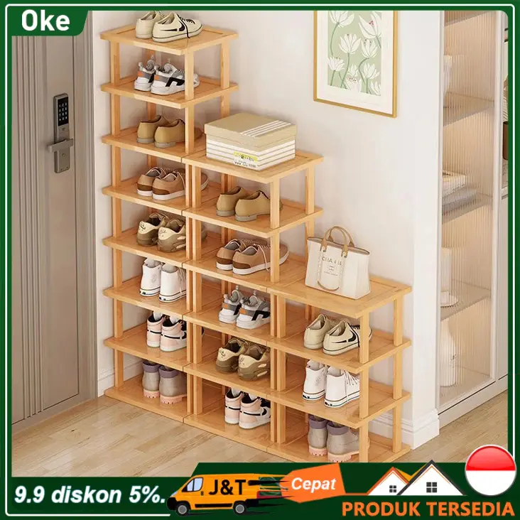 OKE Rak Sepatu 9 Susun Rak serbaguna kayu Rak Serbaguna Tempat Rak Sepatu Tembok Rak Sepatu Minimalis 0