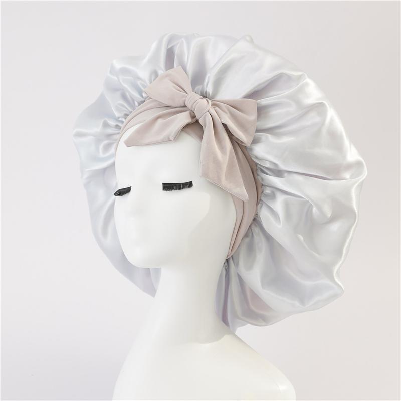 Product Introduction of 1 PC Satin Bonnet Silk Bonnet for Sleeping Women Hair Bonnet Night Sleep Cap Scarf wrap for Curly Hair with Tie Band 10