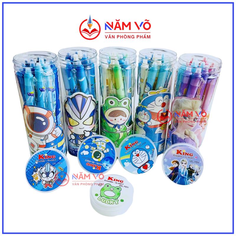 MẪU MỚI LON 12 Cây Bút Gel Bấm Xóa Được - Viết Gel Bấm Xóa Được Ngòi 0.5mm Nhiều Mẫu Dễ Thương Theo Trend Mực Đậm Đẹp Mẫu Ngẫu Nhiên