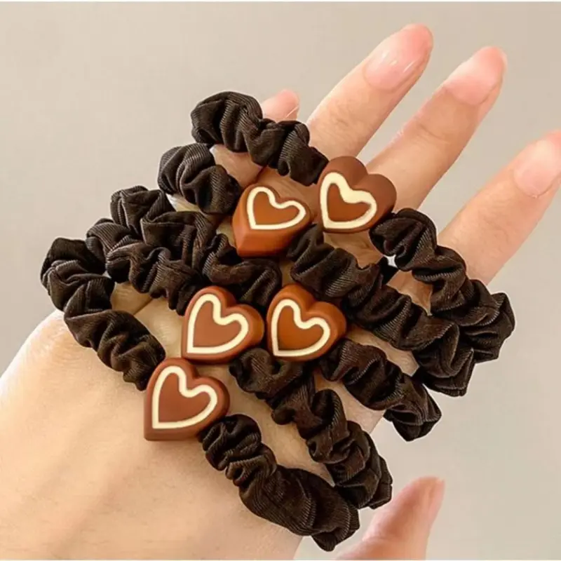 Scrunchie Tóc, Hình Trái Tim Tiện Lợi, Chất Liệu vải nỉ Nhiều Màu, Dây Buộc Tóc Đàn Hồi Cao, Độ Đàn Hồi Cao, Dây Buộc Tóc Mini, Thích Hợp Cho Phụ Nữ 6