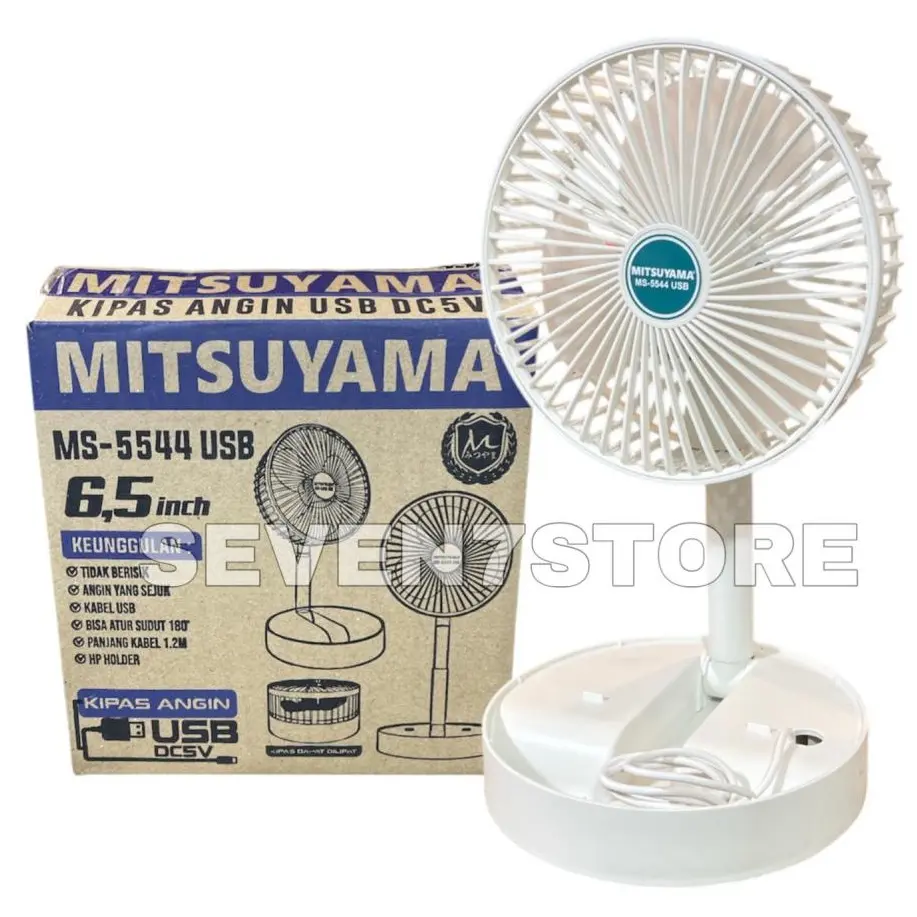 Kipas Angin Meja Mitsuyama MS-5544 USB DC5V 6,5 inch Desk Fan Bisa di Lipat SNI Kabel