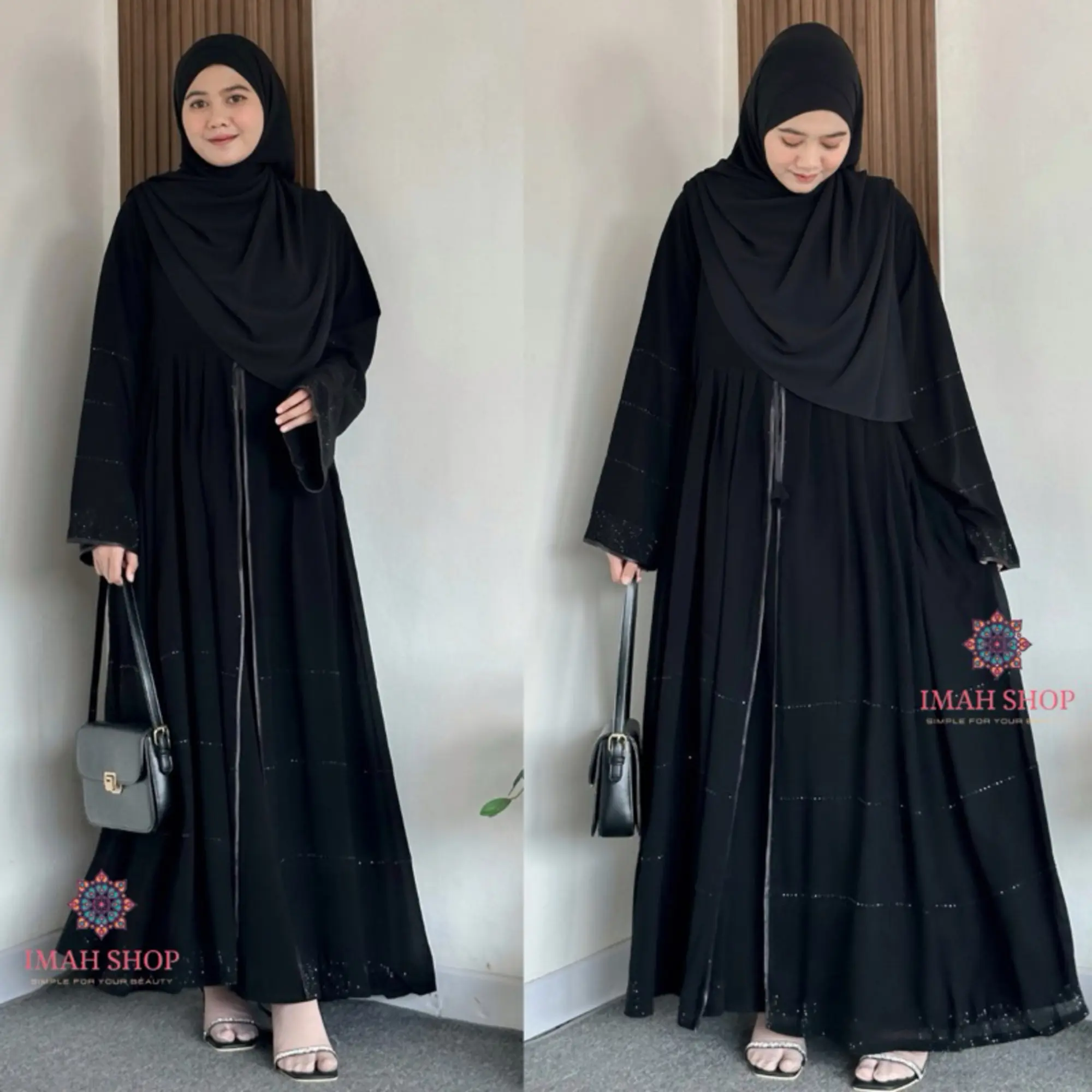 Abaya Baju muslimah Bordir Gamis Mata Tempel Maxi Dress Arab Saudi 857