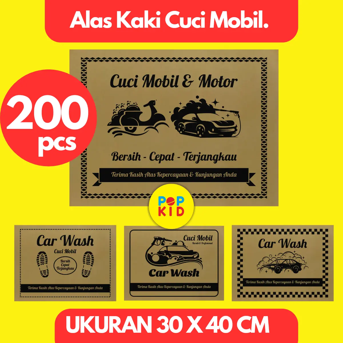 ISI 200 LEMBAR - KERTAS ALAS KAKI CUCI MOBIL TERLARIS