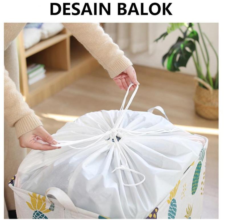 Storage Bag Jumbo 100 Liter Laundry Bag Keranjang Baju Tempat Mainan Dengan Tutup Serut 3