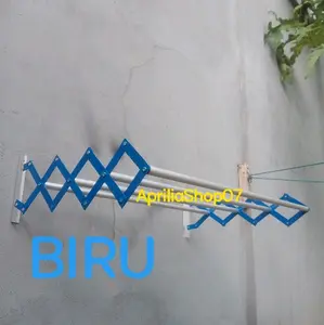 JEMURAN LIPAT PALANG 4.(BIRU) JEMURAN ALMUNIUM ANTI KARAT.JEMURAN TEMPEL DINDING SERBAGUNA. UKURAN 75x63x17cm